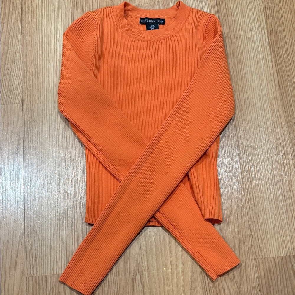 Sincerely Jules Vibrant Orange Crew Neck Sweater